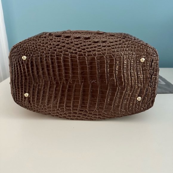 Brahmin Chocolate Crocodile Embossed Shoulder Purse - Picture 6 of 8
